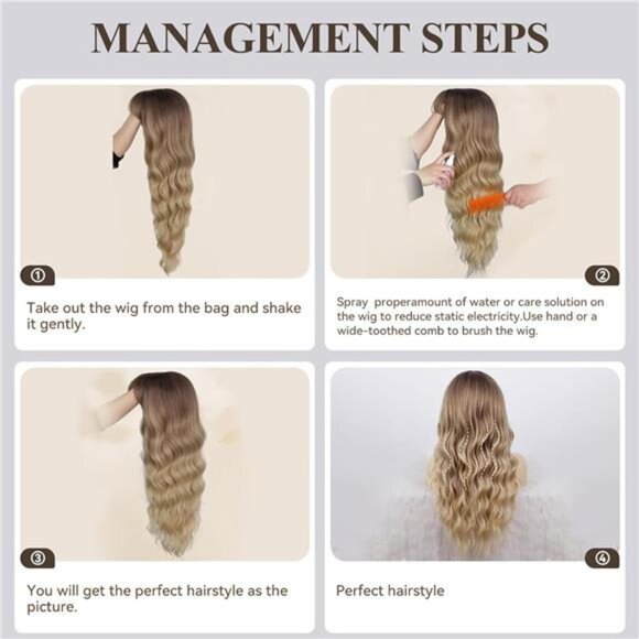 Blonde Brown Wig with Bangs for Women - Picture 6 of 6